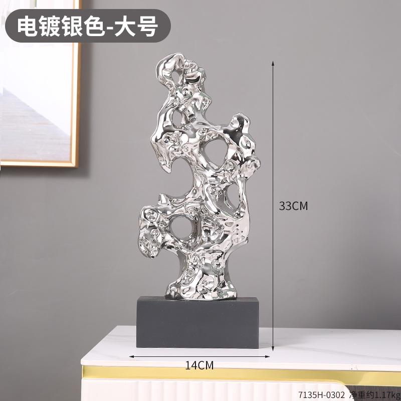 Harzornamente Gold Hohlgeschnitzte Steinstatue Taihuite Korallenskulptur Dekorative Figuren Heimdekoration Zubehör