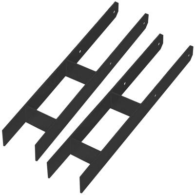 Kotarbau® H-Post Base For Wall-In Installation Bracket Anchor Black Galvanized Steel 100 Mm Set Of 2