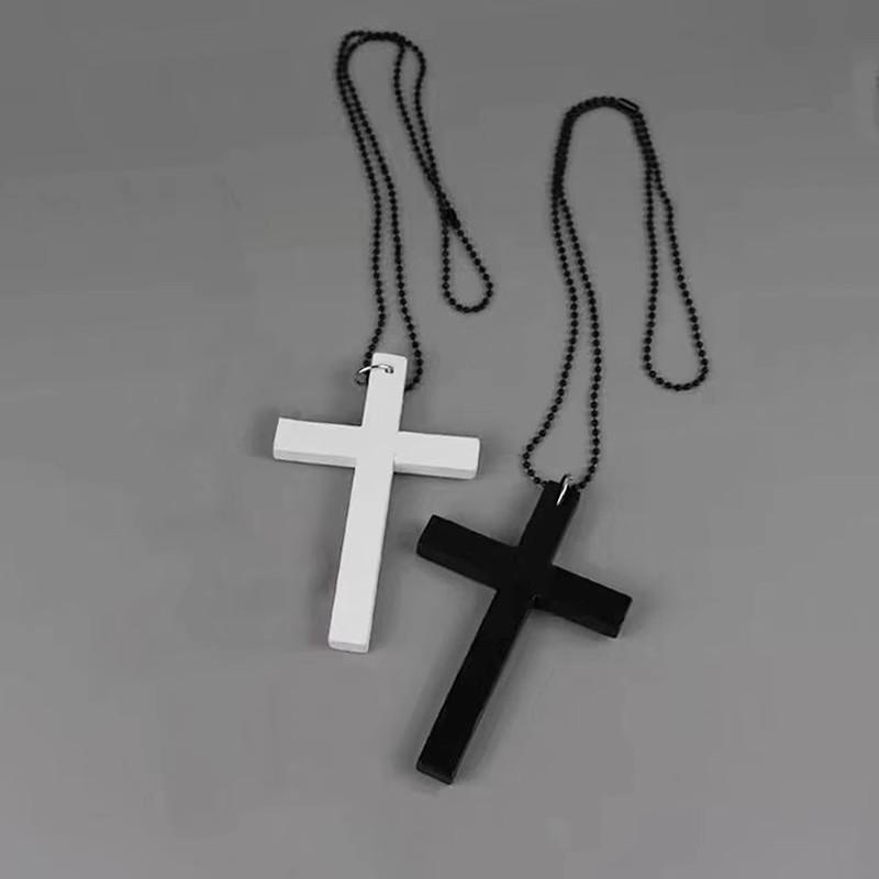 1-3pcs Trendy Cool Punk Gothic Wood Cross Pendant nNecklace for Women Men Vintage Black Hip Hop Y2k Necklace Party Jewelry Gift