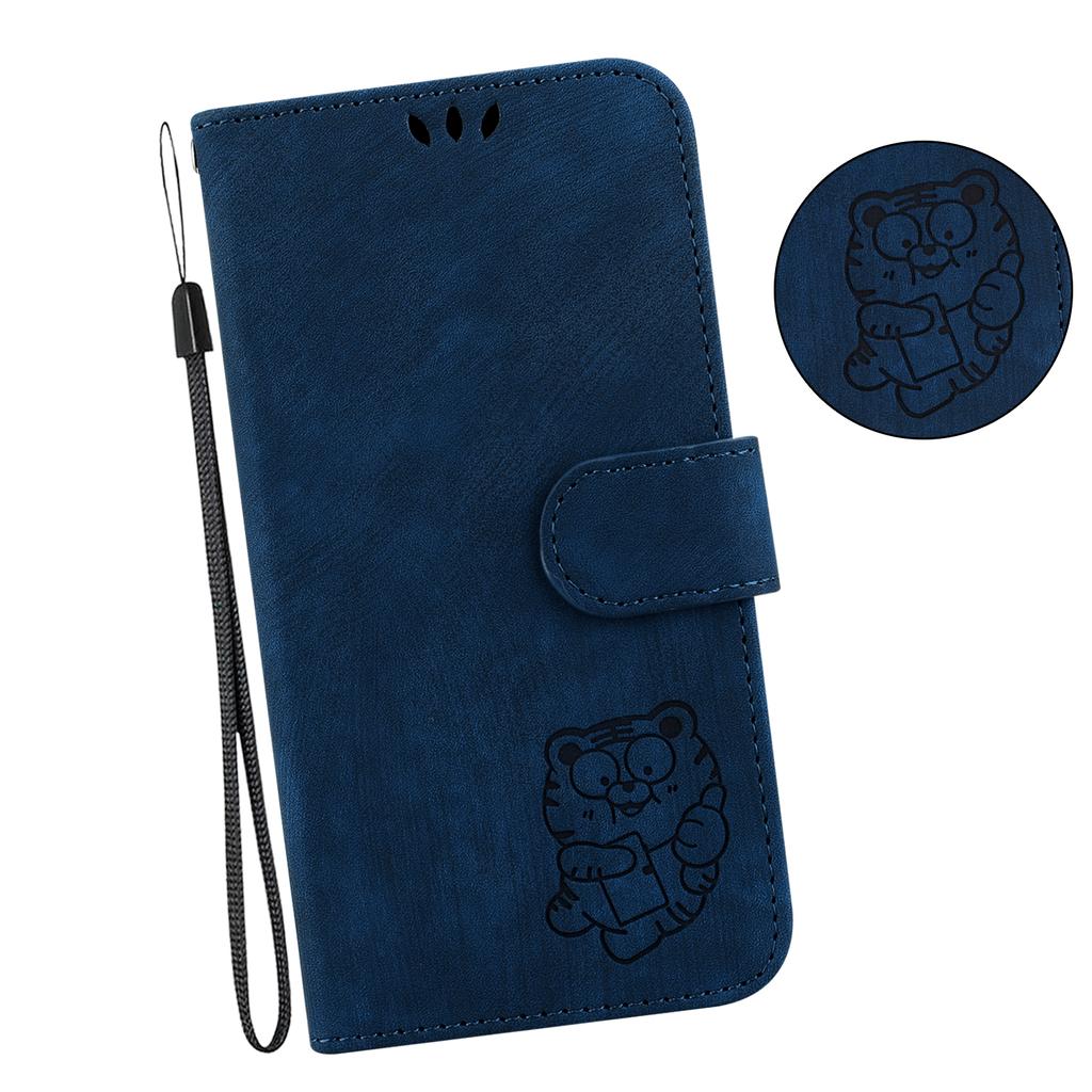 For Oppo Reno12 5G (Global) Case Cute Tiger Imprint Leather Wallet Phone Cover