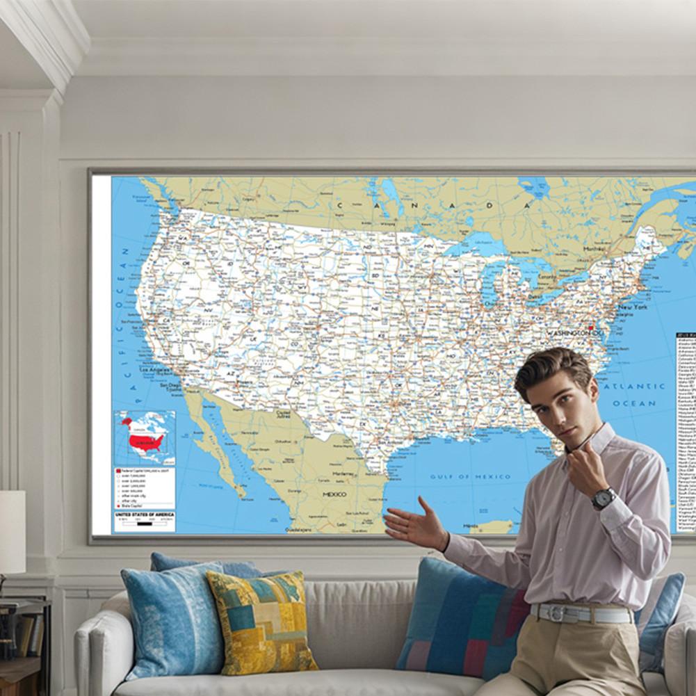 Английская карта Карта США Карта дорог, для класса, студенческой комнаты и домашнего декора, настенный декор, товары для путешествий