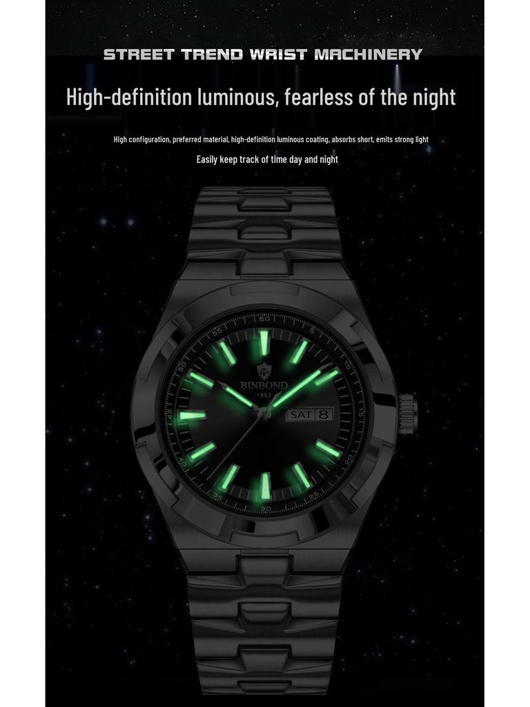 BINBOND Men's Multifunctional Luminous Waterproof Watch