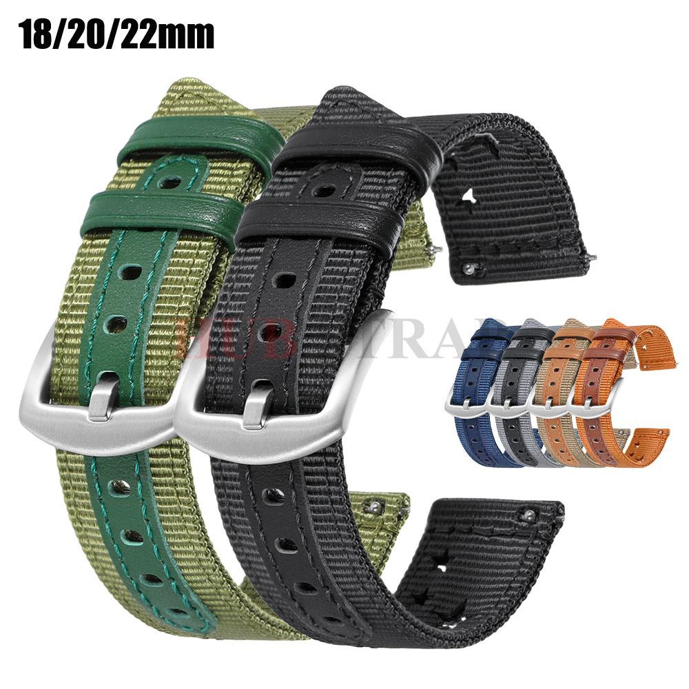 18/20/22mm Nylon Watch Band Star Holes Weave Soft Strap Military Sport Bracelet for Seiko Quick Release Universal Wristband