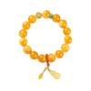 Second-generation Amber Bracelet for Men and women12MM Chicken Oil Yellow Beeswax Gourd Ornament Light Luxury Niche Exquisite Fortune Bracelet