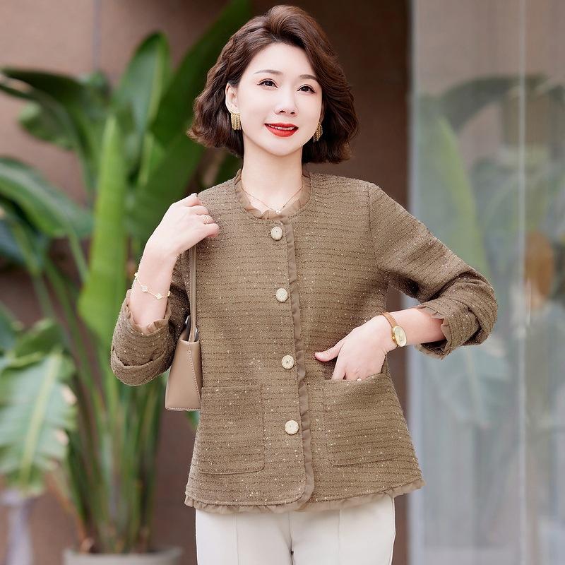 

New spring coat short year-old and medium-sized women s top 5XL (recommended 140-75kg) хакі