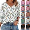 3/4 Sleeve Tops For Women T-Shirt Casual Print Tops T Shirt Round Neck Pullover Blouse