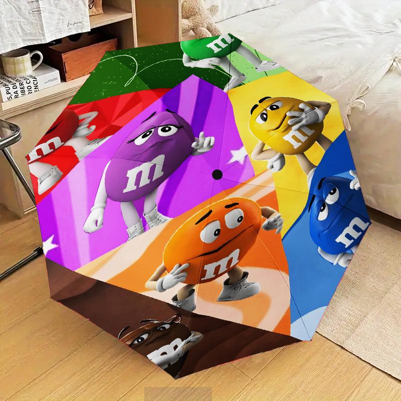 1PC M Chocolate chips Automatic Folding Umbrella 8-Rib Travel Umbrella with Auto Portable Case, Ideal Gift for Birthdays