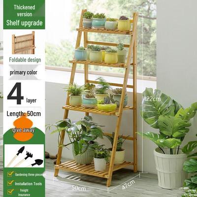 Bamboo Tiered Outdoor Flower Stand