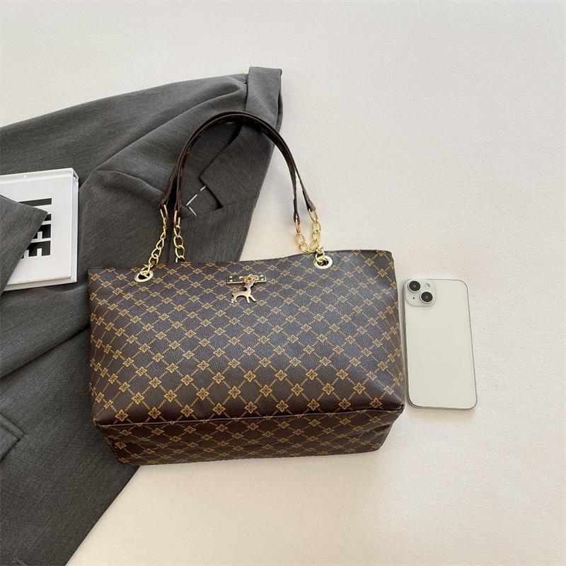 Retro Monogram Tote Bag Vintage Shoulder Handbag for Women Casual Daily Use Commute Travel Fashion Purse