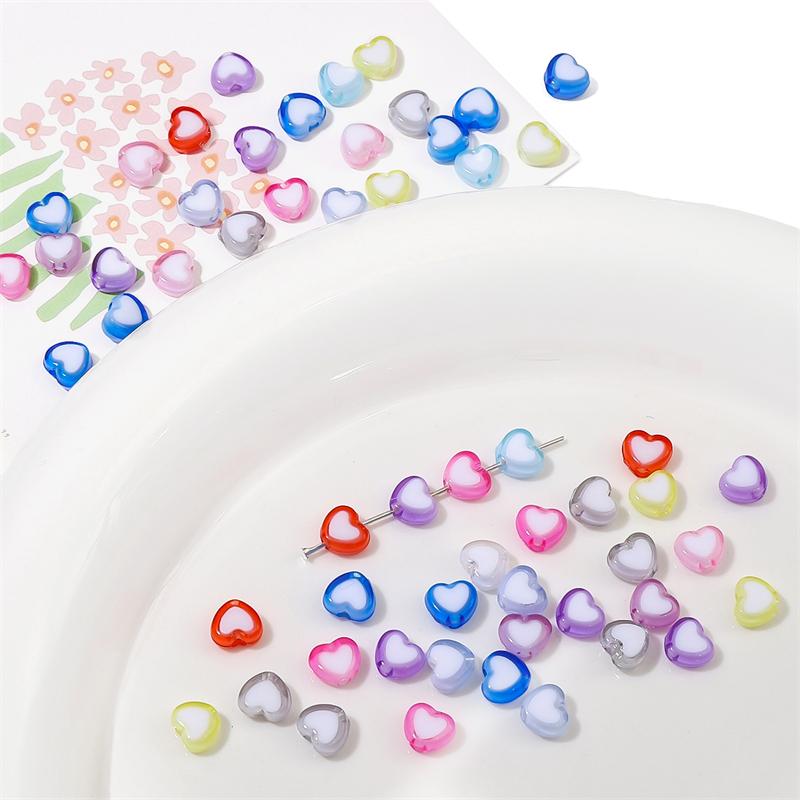 30Pcs Acrylic Heart Shape Beads Loose Spacer Beads for Jewelry Making DIY Bracelets Necklace
