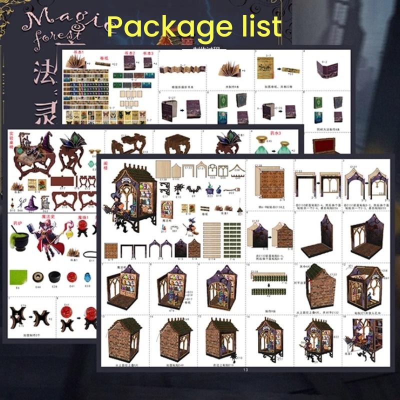 Retro DIY Wooden Magic Forest Spirit Dollhouses Miniature Kits with Furniture LED Light Home Desk Decoration Handmade Gift