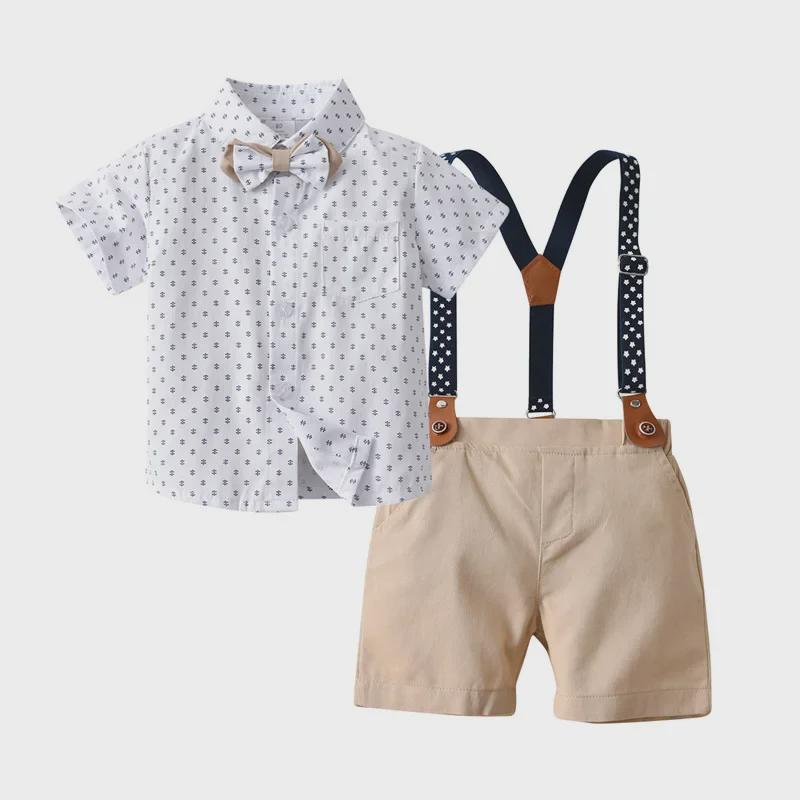 British Baby 1-Year-Old Summer Boy's Thin Shorts and T-Shirt Set