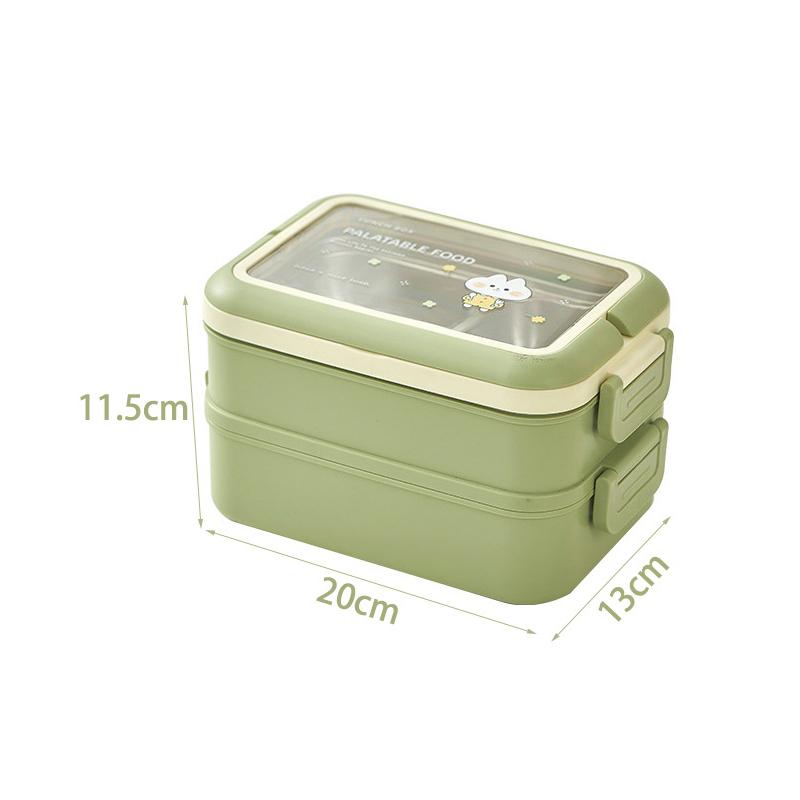 

MeyJig Двухъярусный ланч-бокс бенто, герметичный контейнер для хранения еды из нержавеющей стали с посудой зелёный