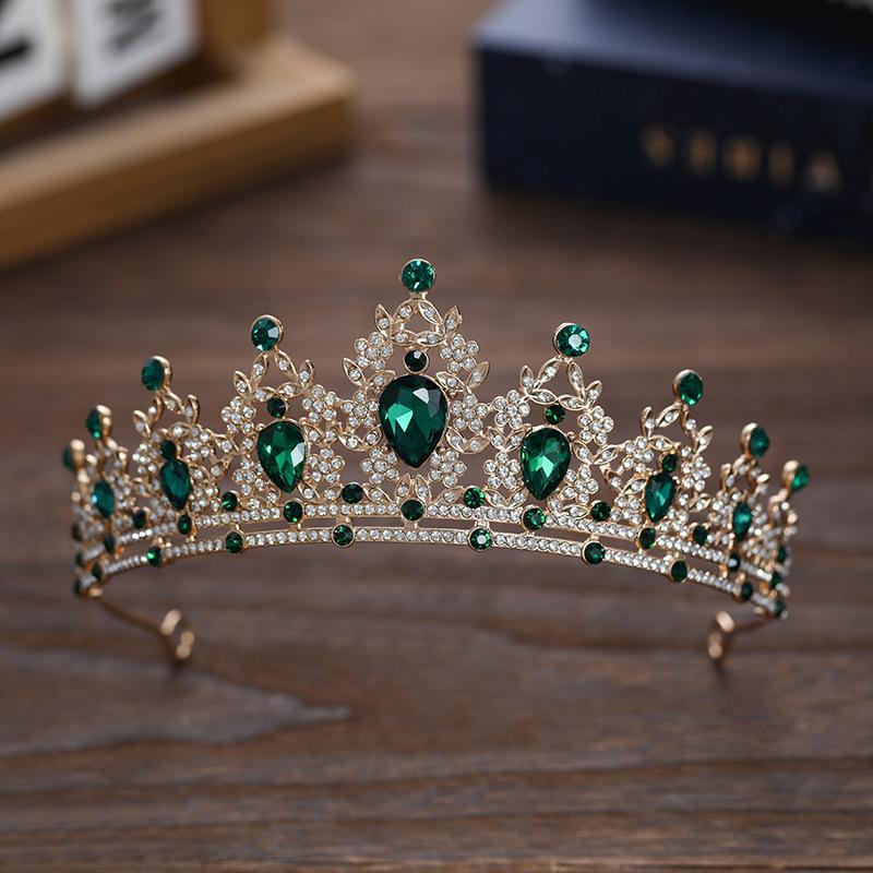 Bridal Crown Colored Rhinestone Headband Baroque Alloy Crown Wedding Dress Accessories Hair Accessories
