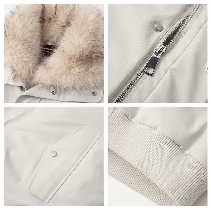 GROUND ZERO Men's Biker Style Detachable Fur Collar Down Jacket