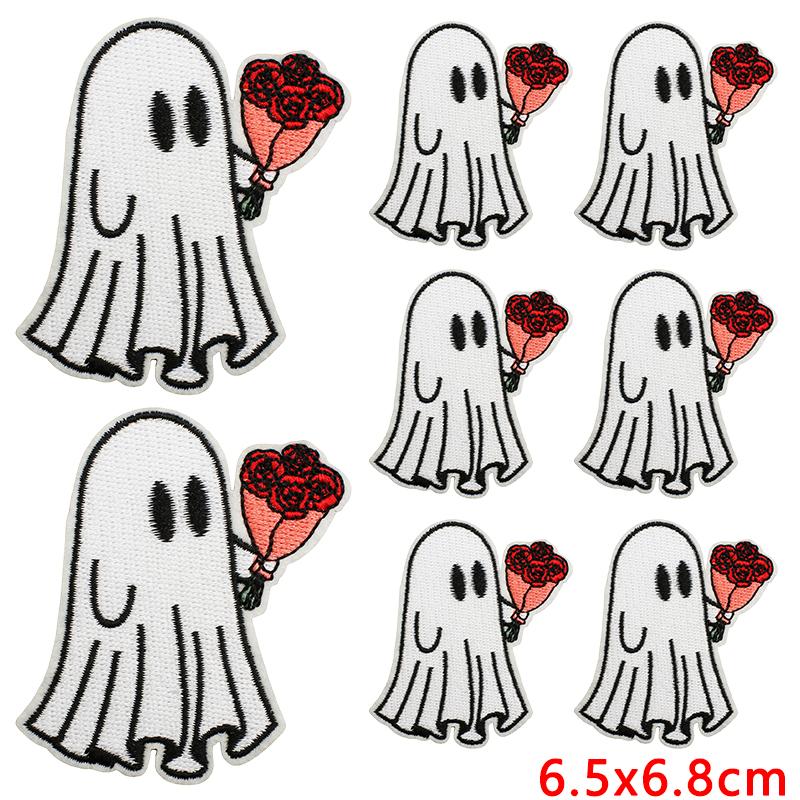 10pcs Wholesale Halloween Series Embroidered Patches For Clothes Jackets Diy Ghost Basketball Iron On Patches For Clothing 