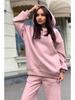 Women's Casual Fleece Hooded Two-Piece Sweatshirt Set - Loose Fit, Autumn/Winter 2023 Style