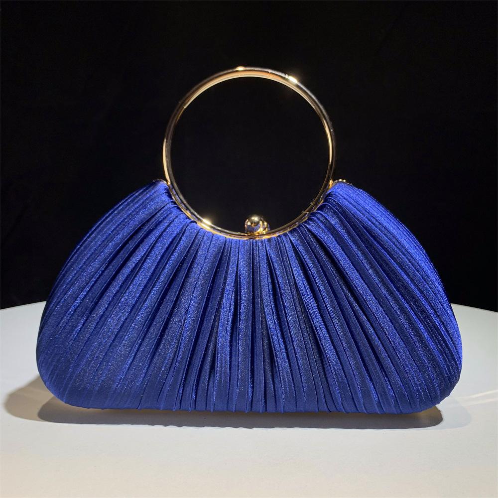 Women's Pleated Evening Bag Handbag with Chain Elegant Shoulder Bag Dressy Clutch Purse for Wedding Party Prom Crossbody Bag for Women Handle Satchel
