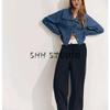 25 Spring New Women's Clothing French Retro Denim Effect Cotton Flat Lapel Long Sleeve Shirt 6929061