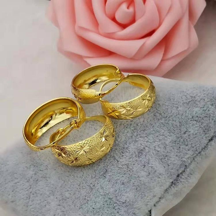 Gold-Plated Frosted Starry Sky Thai Copper Earrings for Women