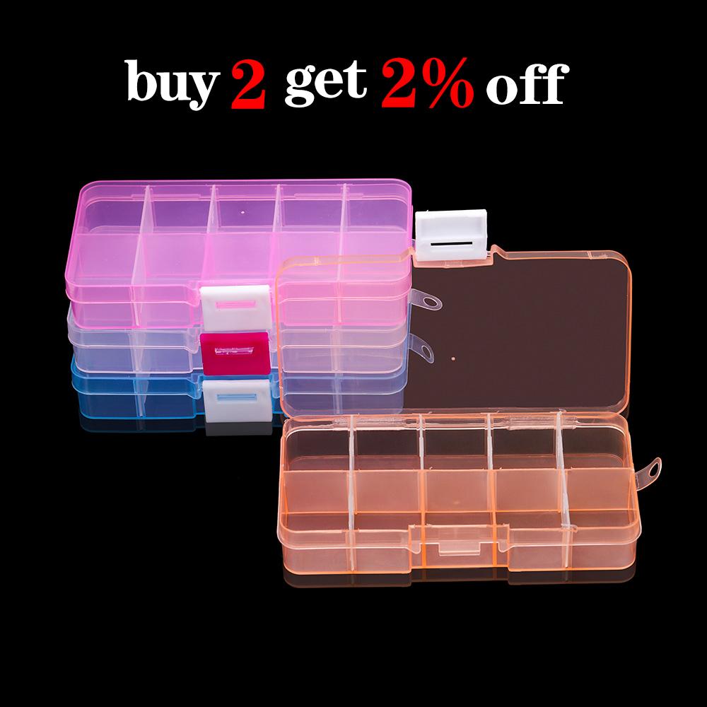 Plastic Rectangle Slot Adjustable Jewelry Necklace Transparent Storage Box Case Holder Craft Organizer Beads Jewelry Container