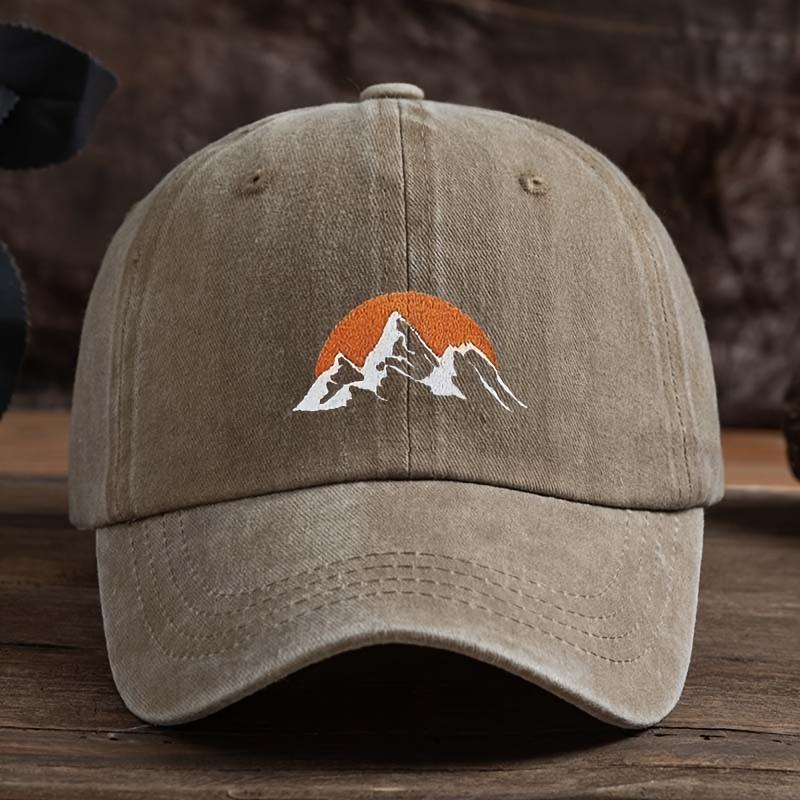 A Sun Mountain Peak Embroidered Baseball Cap a Stylish and Versatile Snapback Hat for Men Trendy for Outdoor Wear