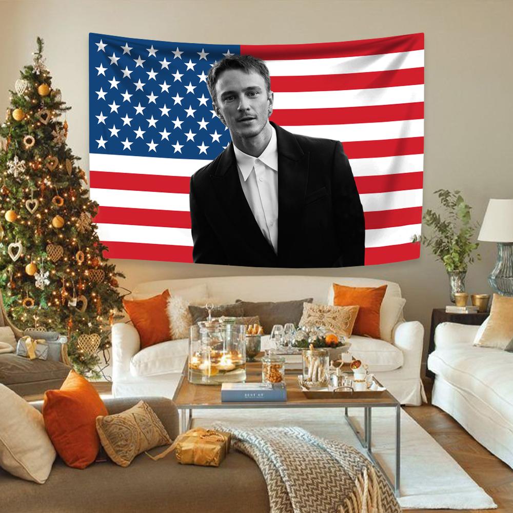 Drew Americká vlajka Starkeys Tapiserie Polyesterová tkanina Domácí dekorace Ložnice Kolej Pozadí Venkovní dekorace Vánoční dárek