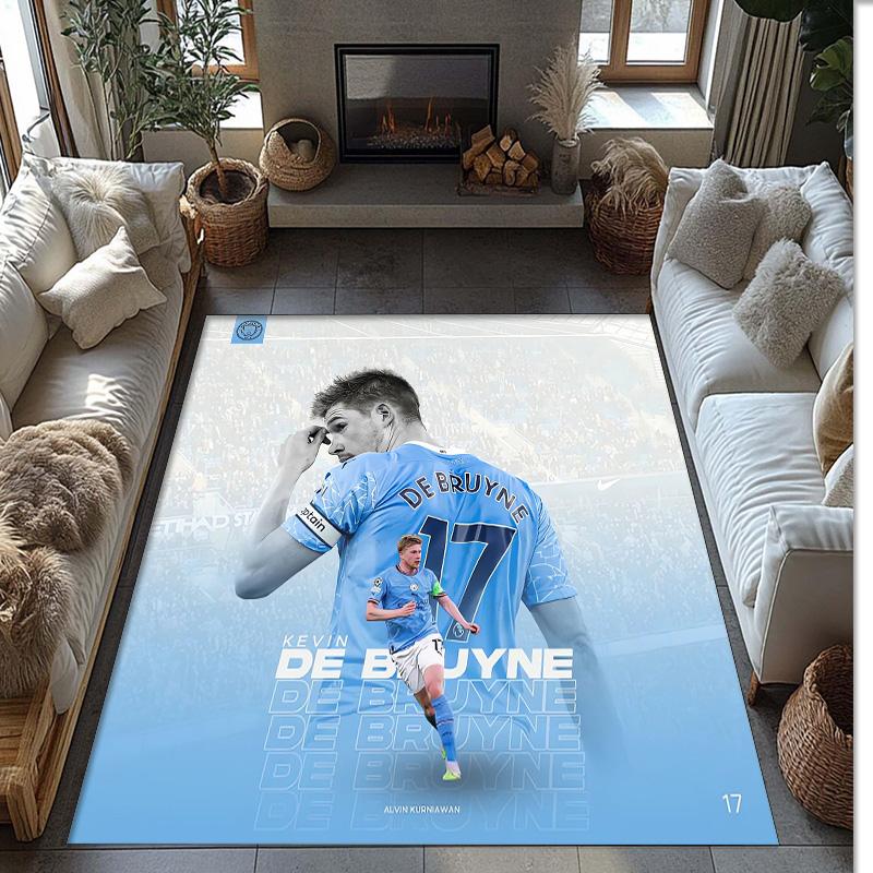Kevin De Bruyne Printed Flannel Area Rug Non Slip Soft Polyester Floor Carpet Indoor Decor Mat for Bedroom Living Room Sofa
