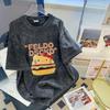Women's Cotton Do Old Washed Black T-shirt Couple Short-sleeved Summer Tide Cool Plus Size Loose Tops