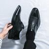 Fashion Brand Men's Lace Up Leather Shoes Blok Carved Woven Business Formal Shoes Autumn New Comfortable Groom's Wedding Shoes