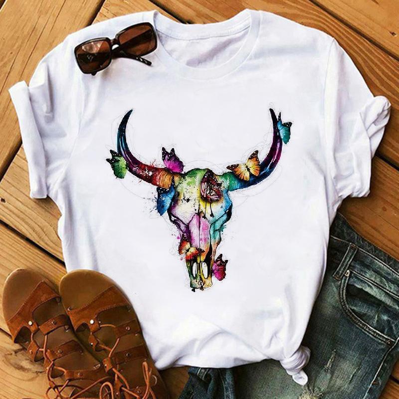 Watercolor Elephant Animal Print T-Shirt Female Harajuku Graphic T-Shirt Dog Lovers Funny T-Shirt Female T-Shirt