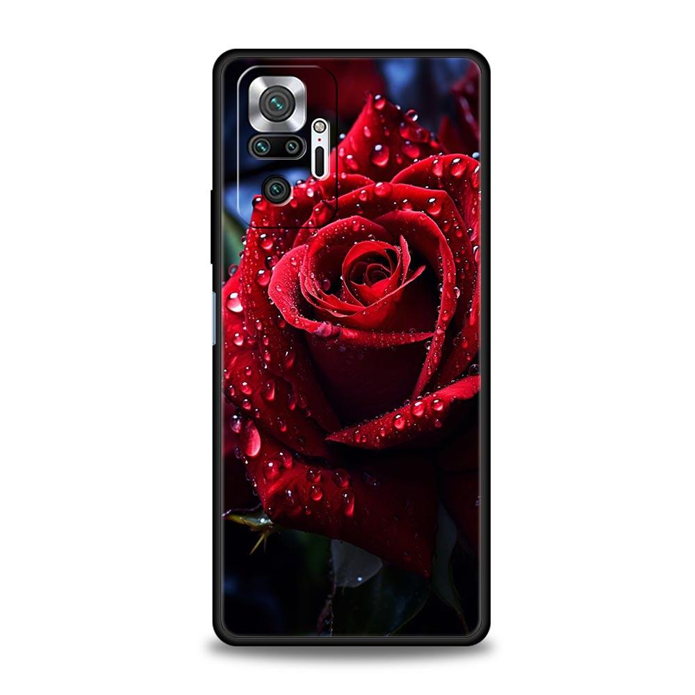 Red Roses Flowers Phone Case For Xiaomi Redmi Note 14 13 5G 10 11 12 Pro Plus 4G 14C 13C 12C 10C Black Cover