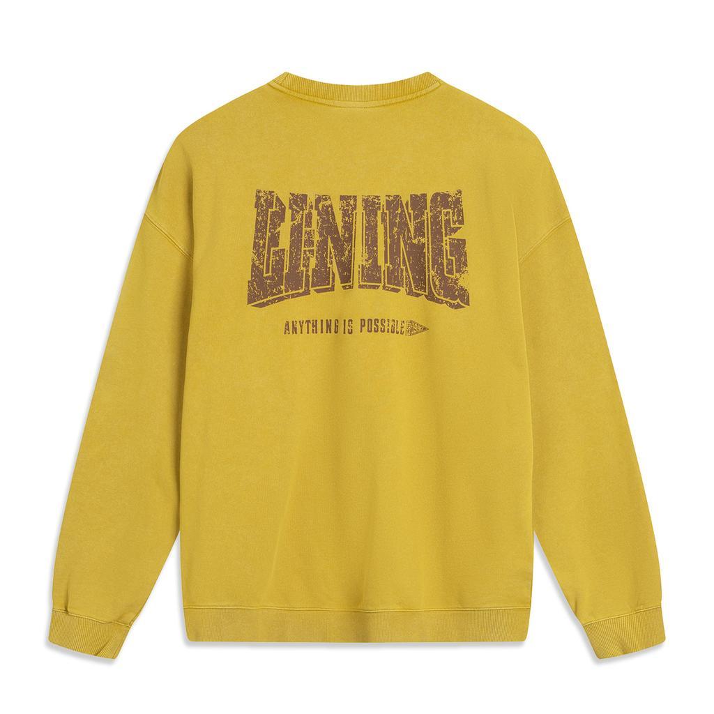 Li Ning Sports Lifestyle Series Casual Comfortable Retro Letter Print Simple Versatile Round Neck Loose Sweatshirt Unisex Sweatshirt AWDVC11-2