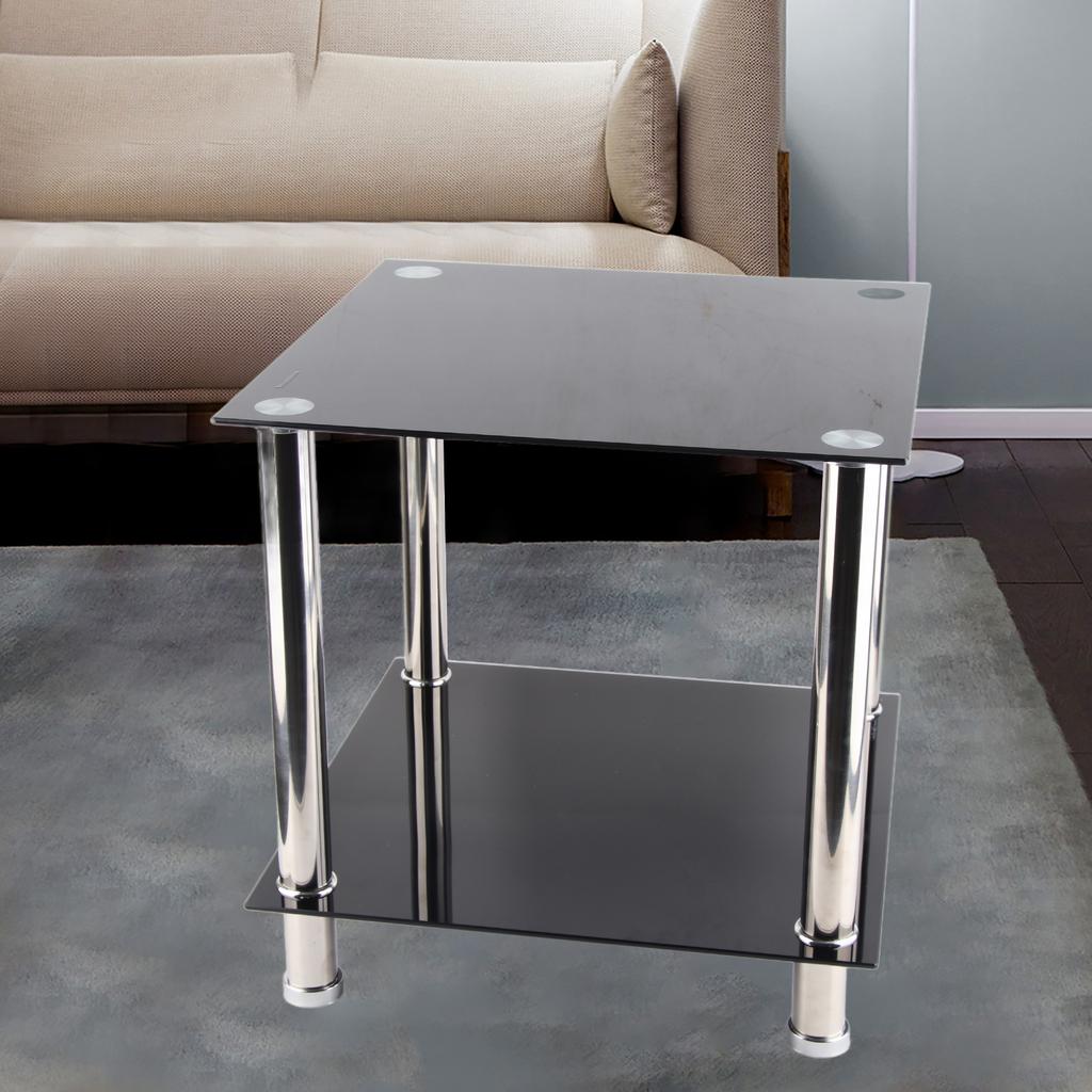 Black Glass Chrome Legs Coffee Side Coffee Lamp End Table