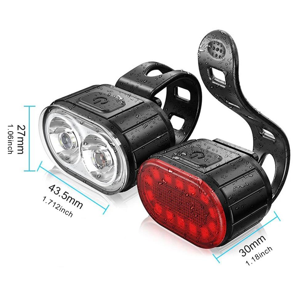 Front Rear Bike Lights Rechargeable Bicycle Cycling USB Flashlight for Bicycle Lighting Front/Rear/Set Bike Lantern Accessories