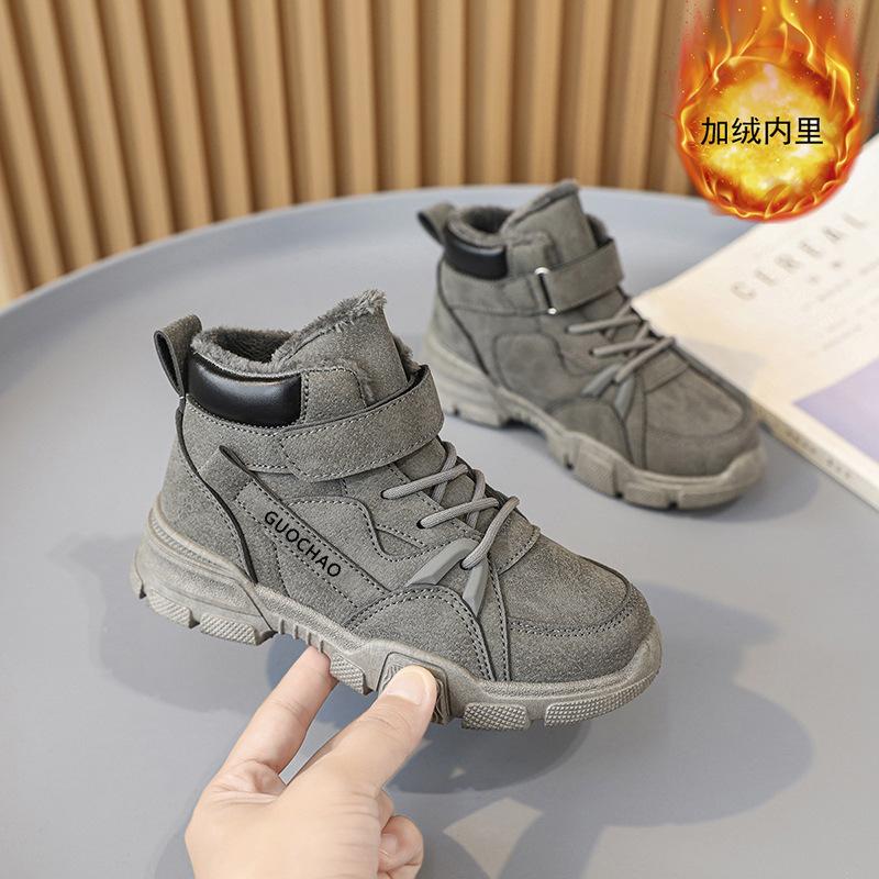 

Детские ботинки Martin для девочек, осень 2025, новые флисовые зимние ботинки среднего и старшего размера из хлопка 38 серый