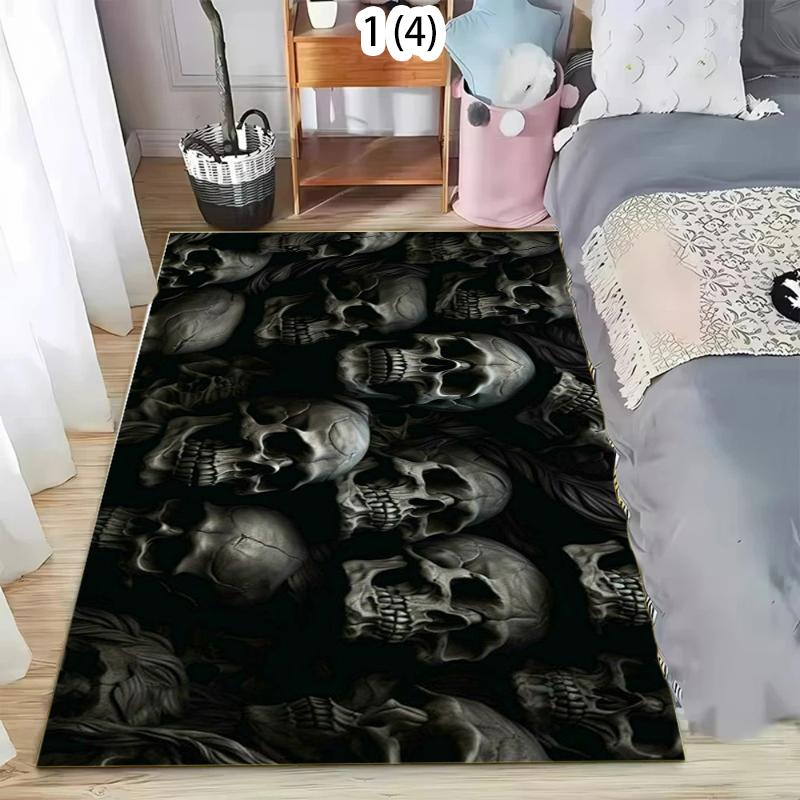Rug Carpet Mat Non-Slip  Dark Skull Dense Area Rug for Living Room Bedroom Entryway Kitchen Nursery Playroom Gothic Home Decor