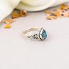 925 Sterling Silver Labradorite Gemstone Pear Shape Ring For Women
