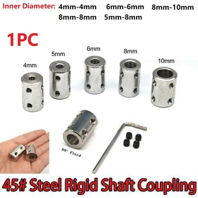 45 Steel Motor Coupling Connector Sleeve 8mm 10mm with 4mm Screw Hole Diameter