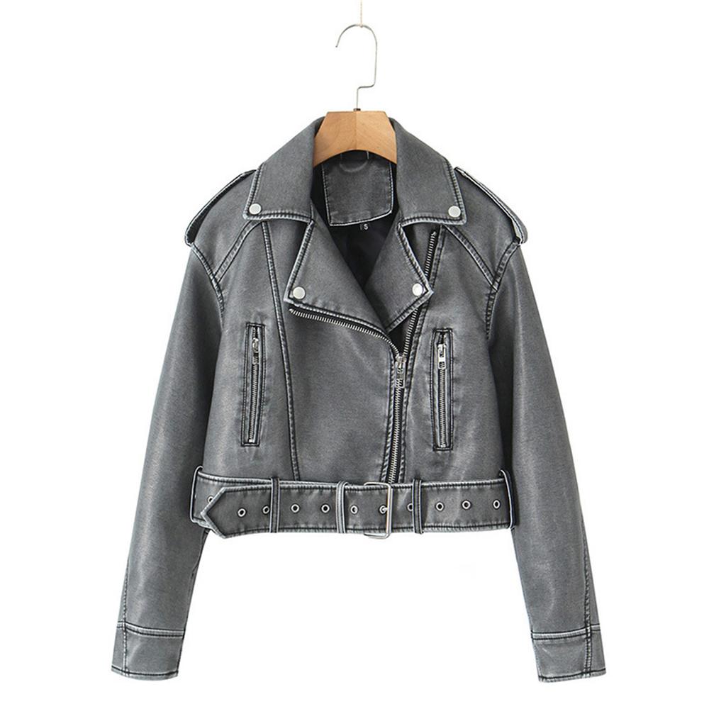 Retro Short Biker Leather Jacket,  Cut For A Free
