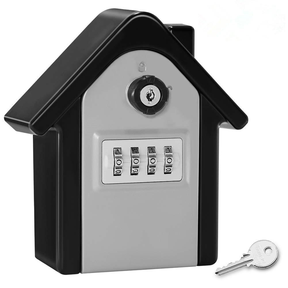 Wall Mounted Key Box with Digital Code and Emergency Key Black