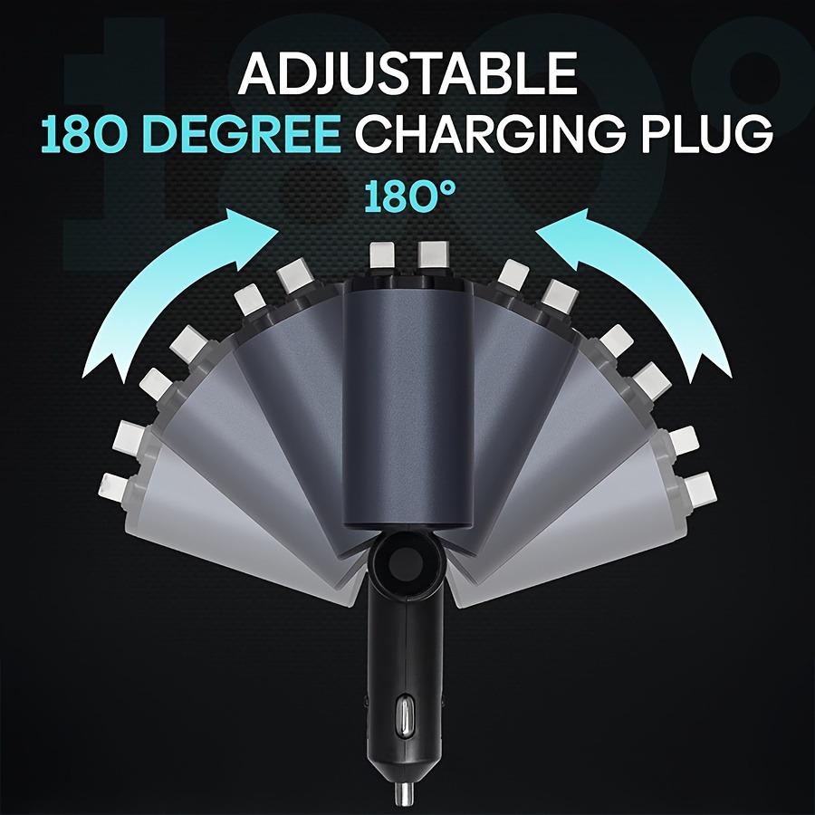 4 In 1 Car Charger 120W Super Fast Charging PD 3.0 with LED Display Cable  Power Adapter for IPhone 16 15 14 13 Pro Xiaomi Samsung