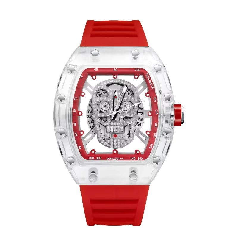 UTHAI L122 Fashion Trendy Men Watch Transparent Ghost Head Wine Barrel Shaped Quartz Watch Creative Clock Gift Watches for Man