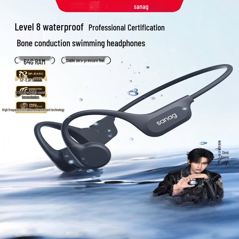 SANAG B60S ProMax 64 Go Conduction Osseuse IP68 Écouteurs de Sport et de Natation