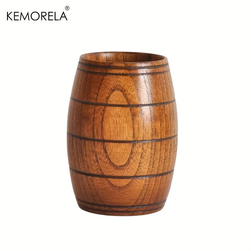 

KEMORELA 210 мл Натуральная кружка для пива из массива дерева в стиле викингов, деревянная чашка для питья для крафтового пива, эля, молока, вина - 1/2 шт. 210ML
