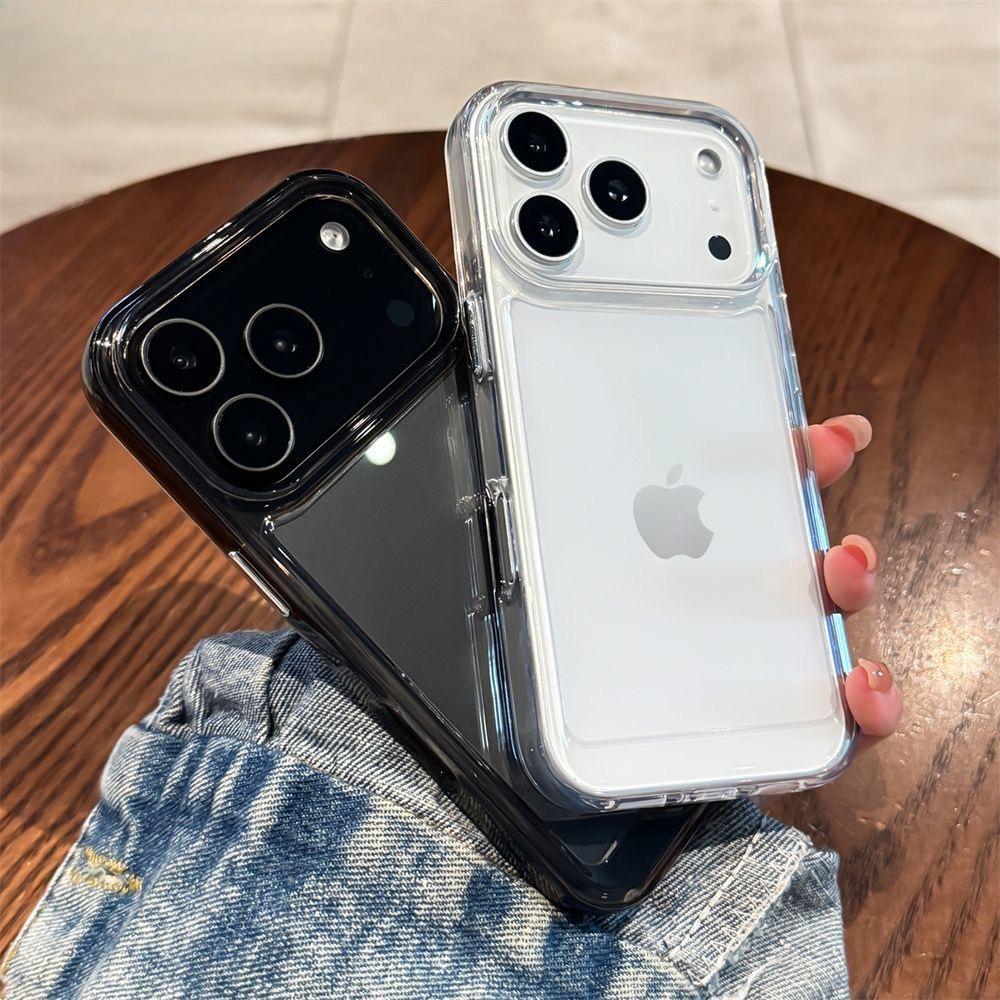 New Transparent Acrylic Phone Case for iPhone Air 17 Pro Max 16 11 12 13 14 15 Plus Xs X XR Metal Button Clear Cover Fundas