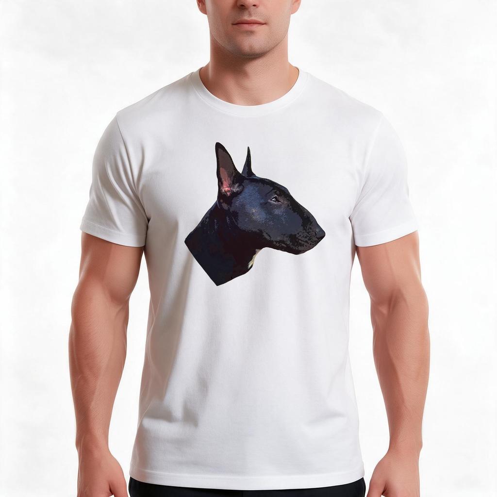Bull Terrier Black Brindle Face Tshirt Summer Casual Cotton Tee Oversized Streetwear Tops Vintage Graphic Print 100 Cotton