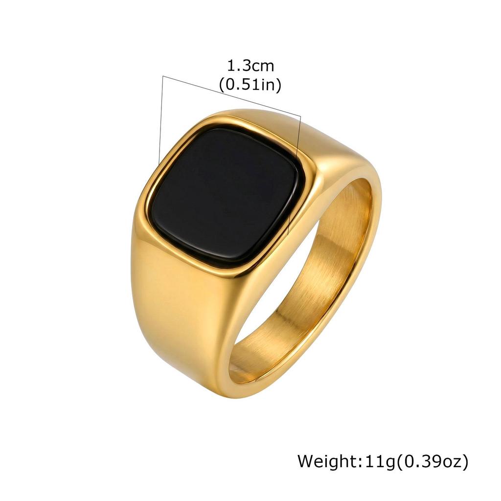 Quadratischer Edelstahlring mit Tigerauge und metallischem Glanz - Trendiges Zeigefinger-Accessoire RC-620