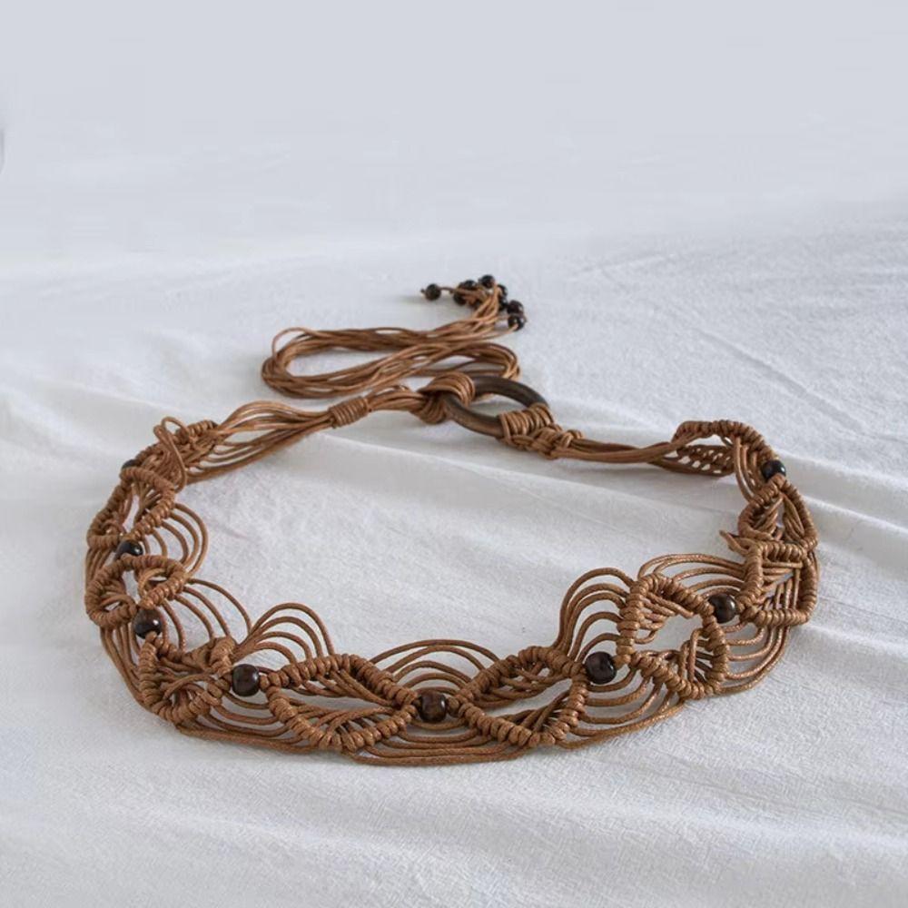 Woven Knot Female Waist Rope Bohemian Style Dress Waistband Fashion Waist Belt  for Women