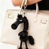 Popular Internet Celebrity Black Horse Keychain Cute Cartoon Cool Mascot Horse Toy Car Pendant Creative Small Plush Toy Ornament Key Rings for Handbag